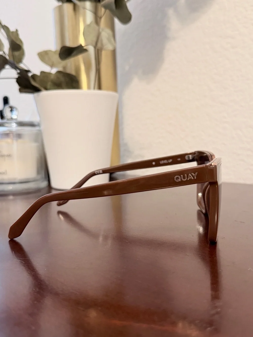 Quay Australia Level Up Chocolate Brown Gradient Oversized Square Sunglasses